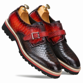 Escaro Royale Handmade Premium Monk Shoes (Monark, Black-Brown) Best Hiking Boots For Everyday Use