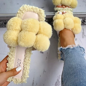 Sandals Mayari Sale Fashion Women Villus Fluffy Casual Flat Sandals