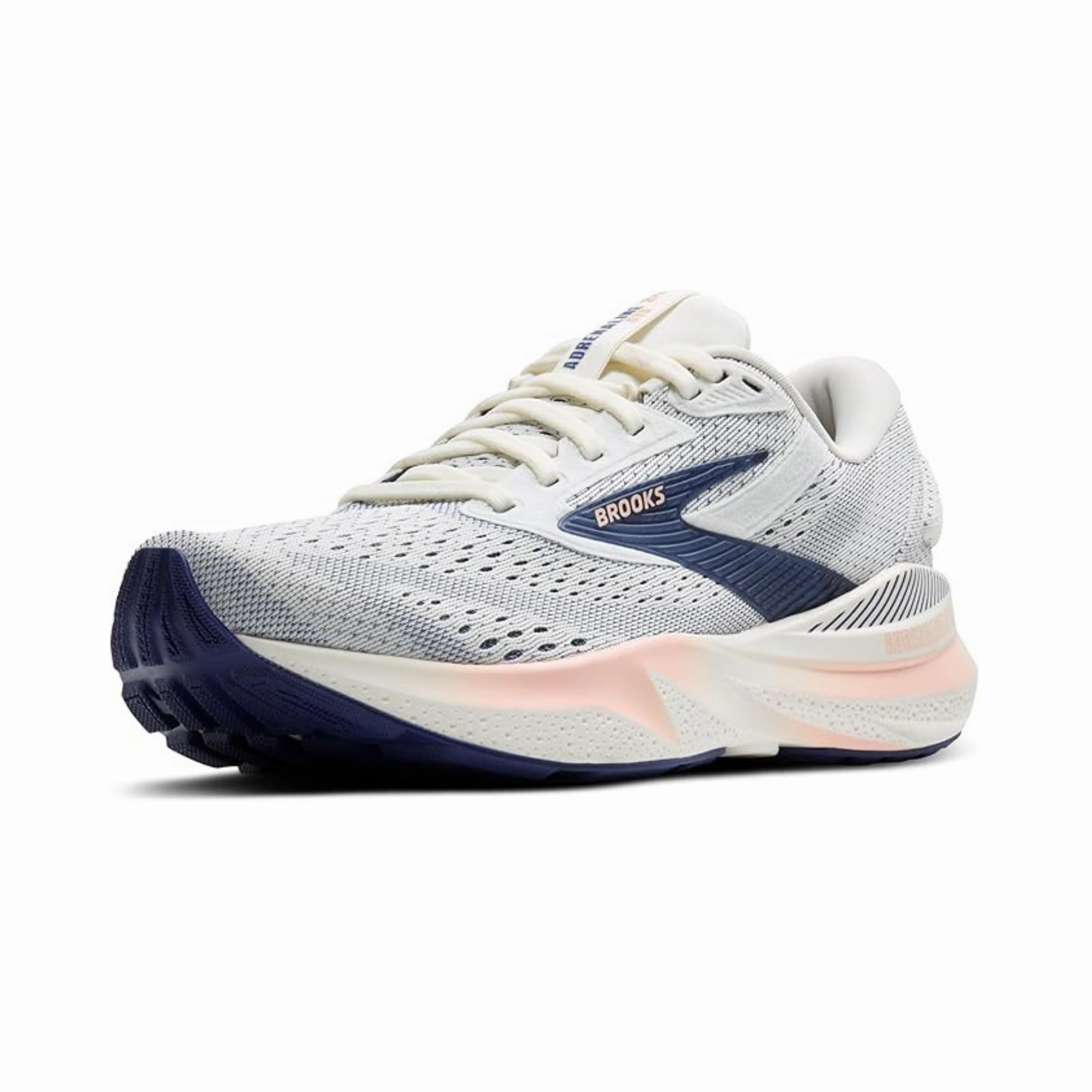 Women's - Brooks Adrenaline GTS 24 - Grey/Blue Ribbon/Peach Trail Running Shoes Versus Hiking Shoes