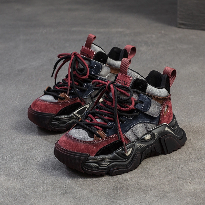 Buffalo Bills Sneakers Women Fashion Patchwork Leather Chunky Platform Sneakers