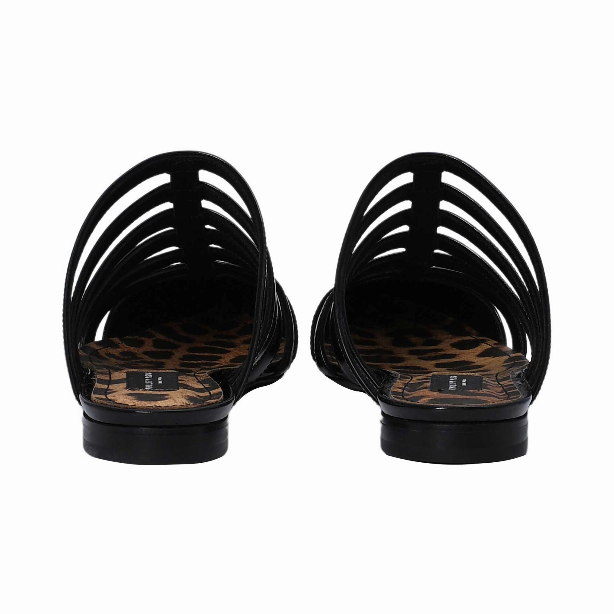 Philipp Plein  Women's Leopard Print and Black Strappy Mules Sandals On