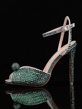 String Sandals Rhinestone Women's Stiletto Sandals Heel with Embellished