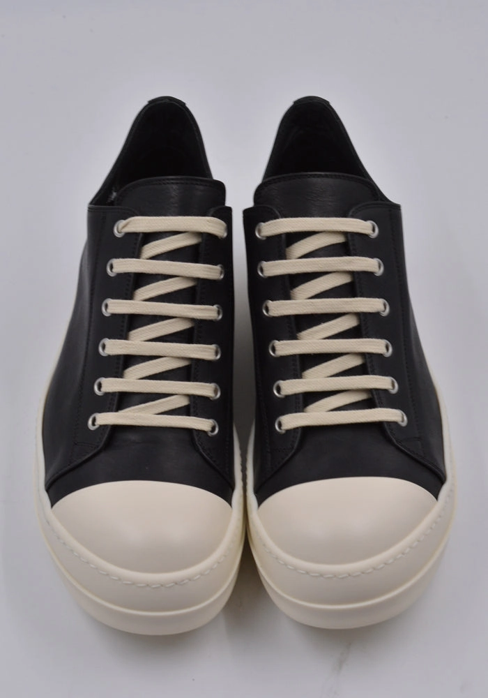 Traditional Leather Hiking Boots RICK OWENS MEN RU01D3891 LOO 911 LEATHER LOW SNEAKERS BLACK/MILK