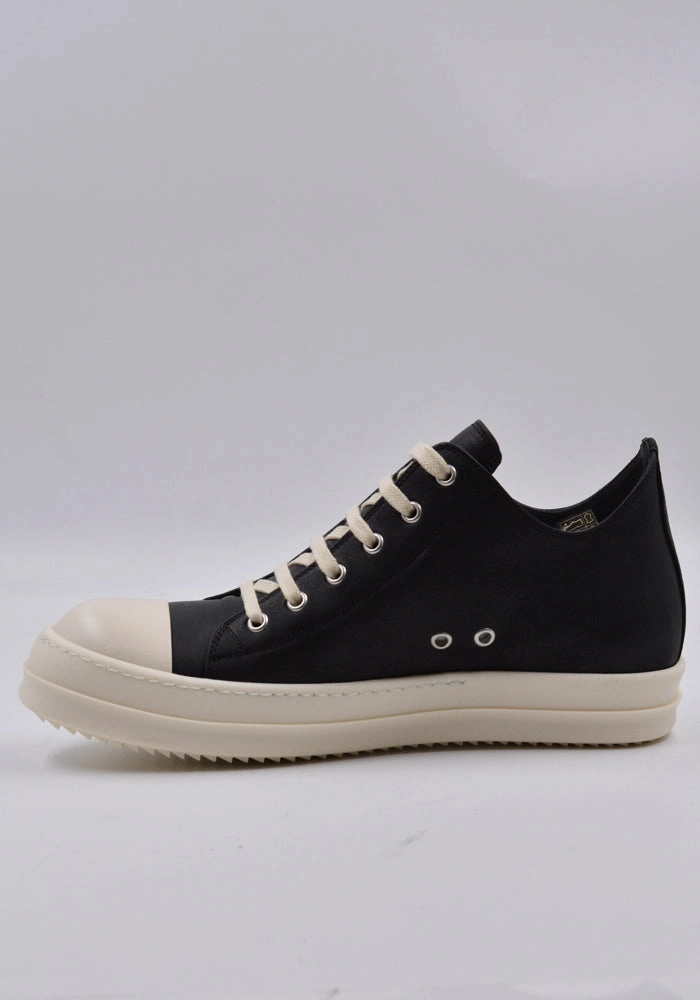 RICK OWENS MEN RU01D3891 LOO 911 LEATHER LOW SNEAKERS BLACK/MILK Waterproof Vs Breathable Hiking Boots