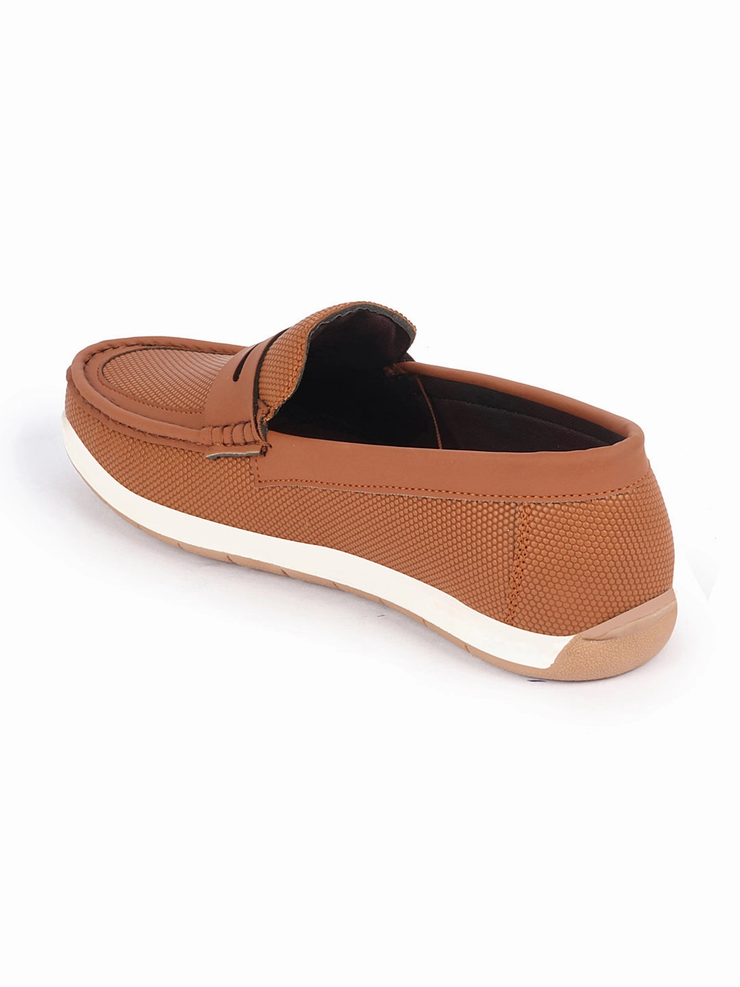 Casual Shoes For Knee Pain Men Tan Textured Design Casual Slip On Loafer Boat Shoes