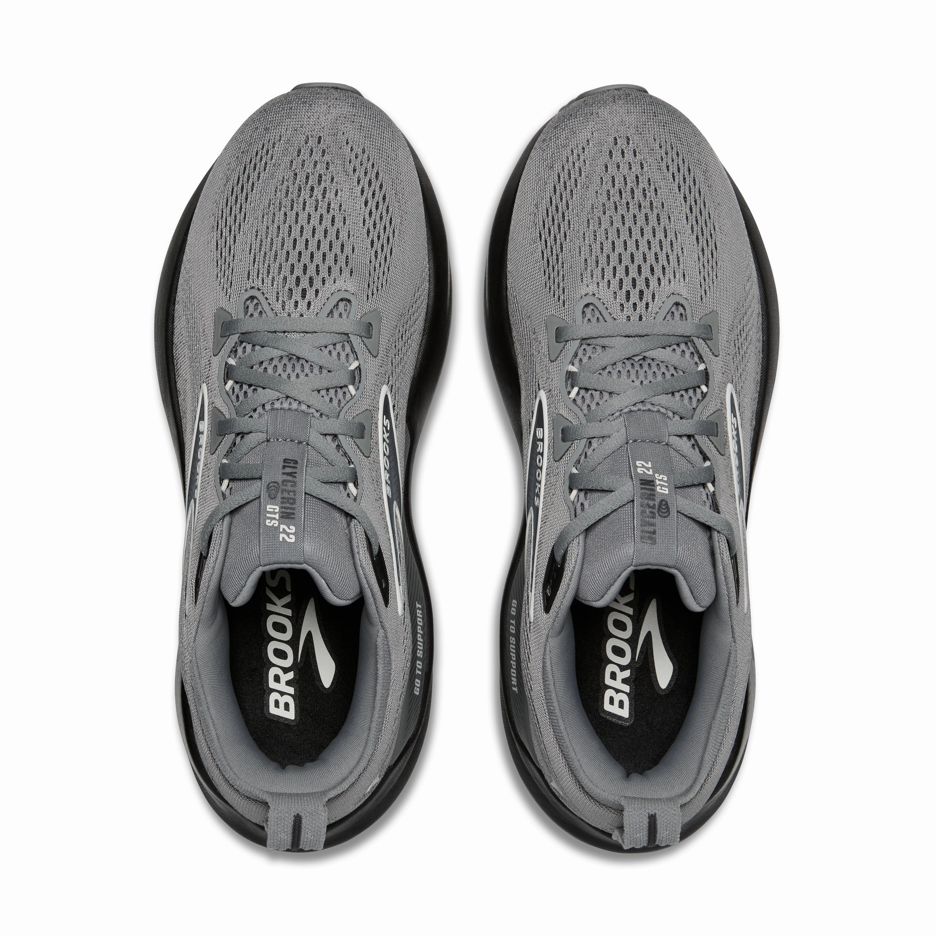 Brooks | Glycerin GTS 22 | Men's | Primer Grey/Ebony/Bluewash Running Shoes With Flat Feet