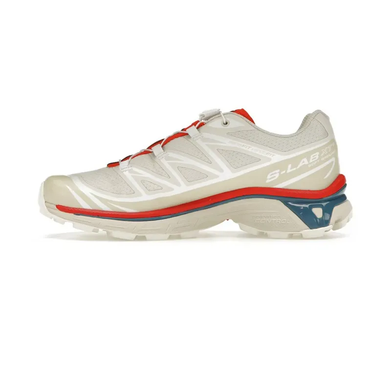 SALOMON - XT-6 - Almond Milk/Bleached Sand/Aurora Red - Unisex [472934] Trail Running Shoes For Plantar Fasciitis