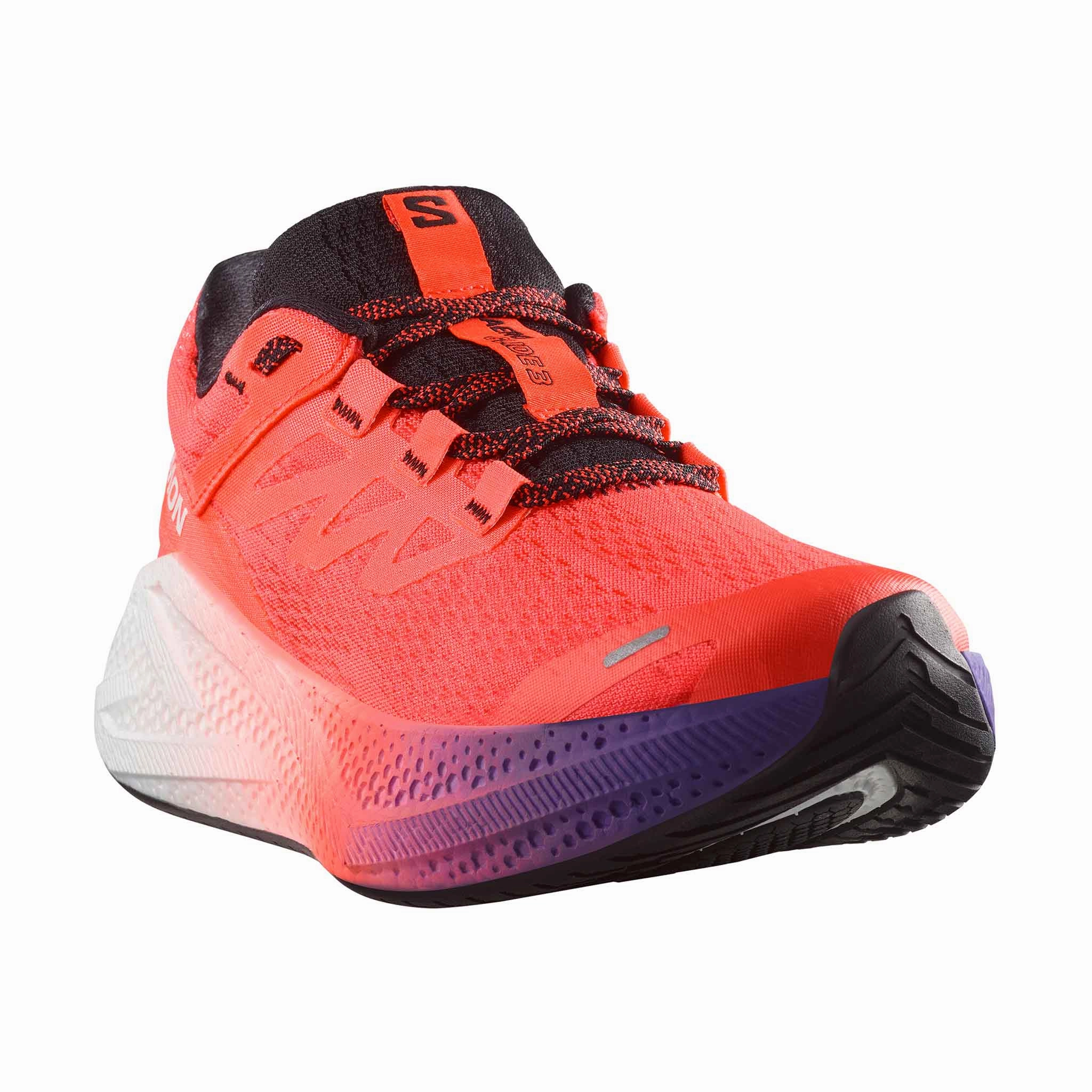 Running Shoe With Wide Toe Box Salomon | Women's Aero Glide 3 Running Shoes - Neon Flame/White/Black