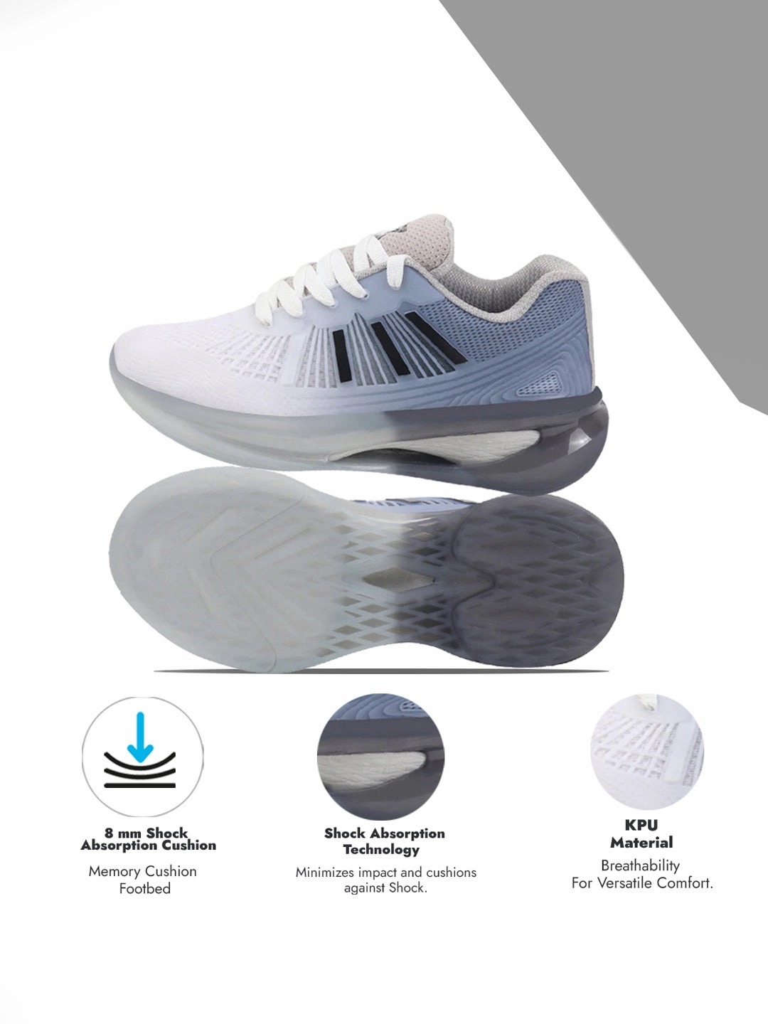 Air Max Thea Casual Shoes FAUSTO Men Grey Breathable Sport Shoes|KPU Upper And Anti-Skid Bounce Back Phylon Sole|Athleisure Running Shoes|Lace Up Walking Shoes|Gym Shoes