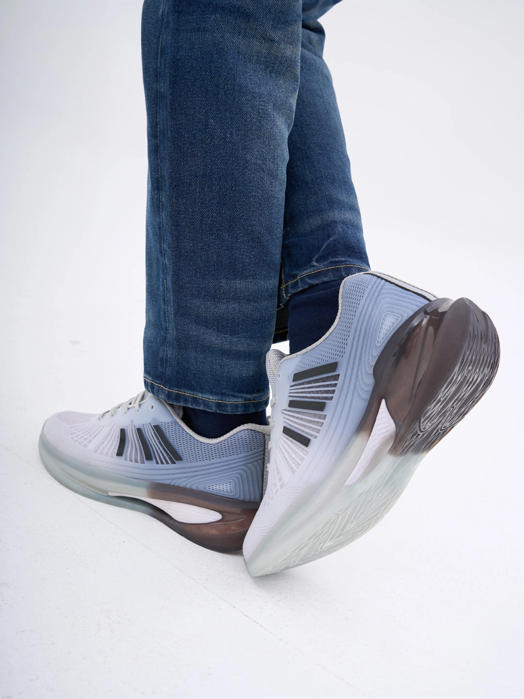 FAUSTO Men Grey Breathable Sport Shoes|KPU Upper And Anti-Skid Bounce Back Phylon Sole|Athleisure Running Shoes|Lace Up Walking Shoes|Gym Shoes Good Casual Shoes For Flat Feet