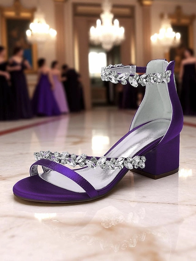 Poshmark Sandals Satin Heel Block Sandals - Purple Women's Crystal
