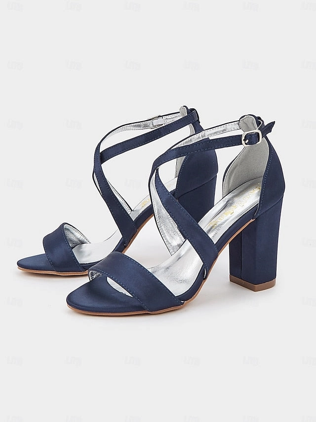 Satin Heel Elegant Block Women's Strappy Sandals  Sandals For Europe