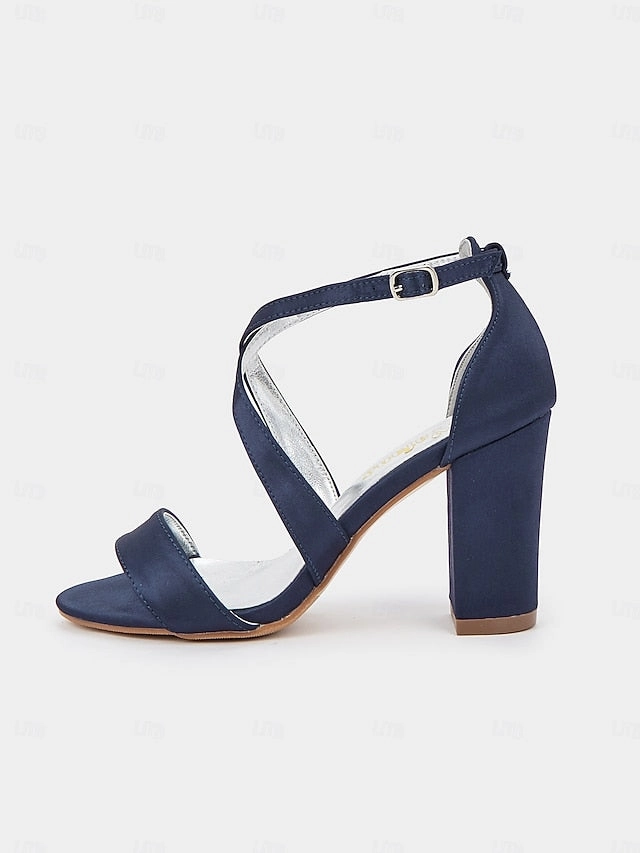 Sandals Good For Plantar Fasciitis Satin Heel Elegant Block Women's Strappy Sandals 