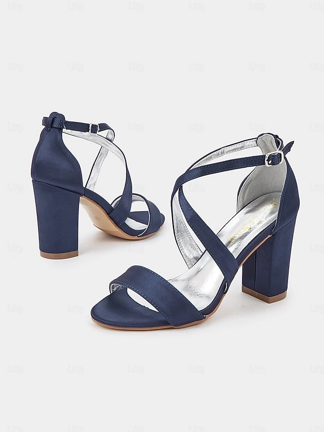 Best Sandals All Inclusive Satin Heel Elegant Block Women's Strappy Sandals 