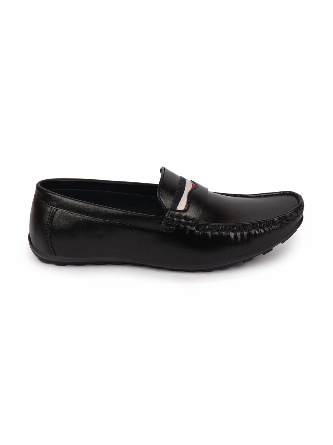 Basics Men Black Colored Stripe Design Casual Slip On Loafers and Moccasin Shoes Casual Geox Shoes
