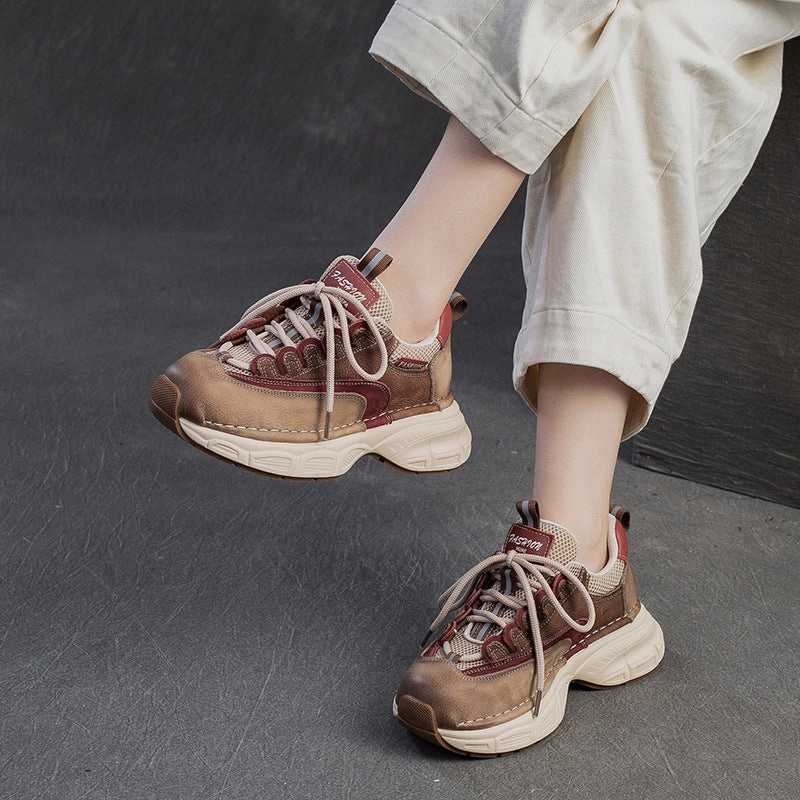 Women Fashion Quilted Leather Thick Soled Casual Sneakers Sleek Sneakers