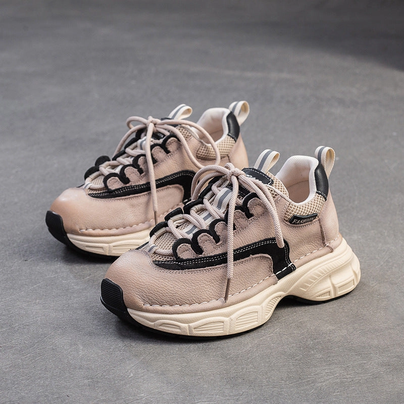 Women Fashion Quilted Leather Thick Soled Casual Sneakers Sneakers With Good Arch Support