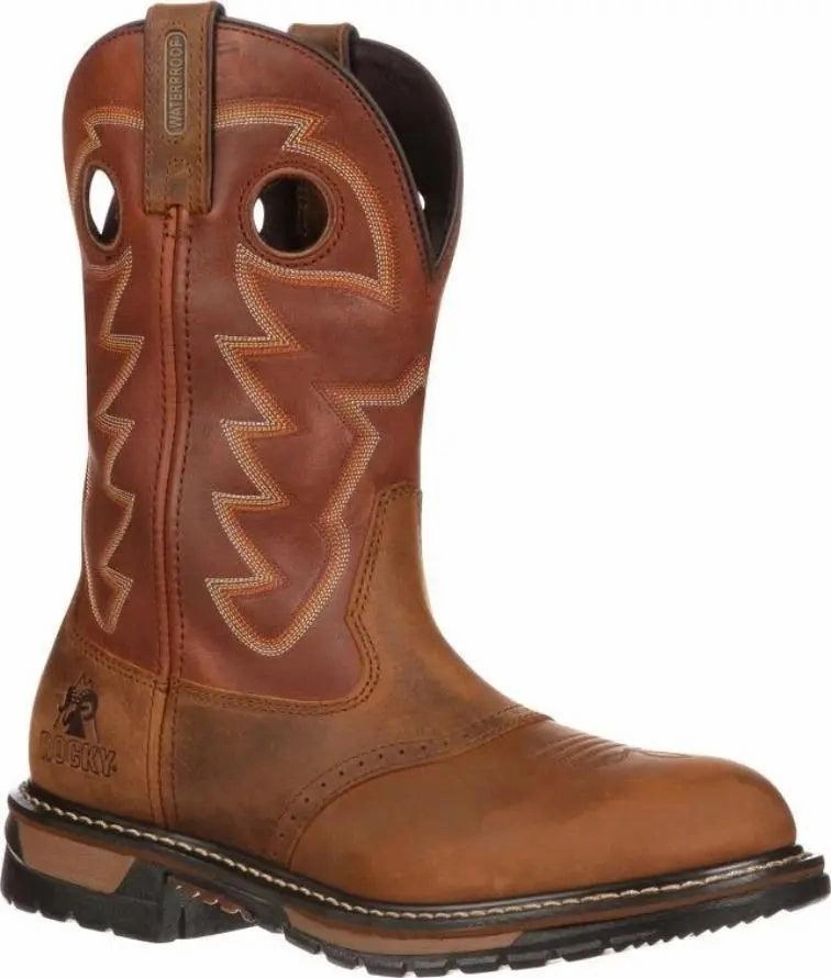 Gs-one Spikeless Golf Shoe Rocky Original Ride Branson Saddle Roper Mens Western Boot 2775