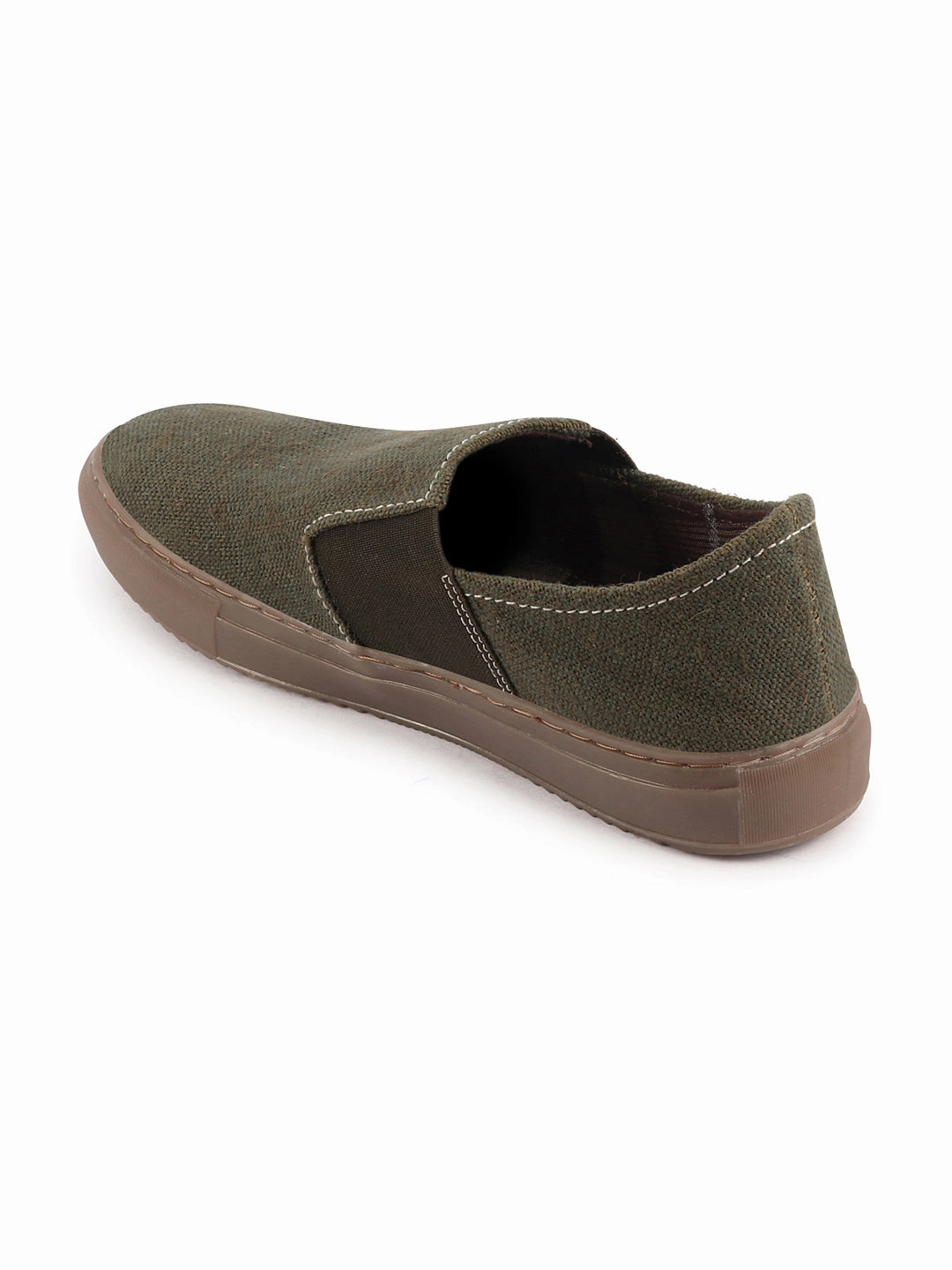 Casual Formal Men Olive Colorblocked Classic Jute/Fabric Slip On Canvas Sneaker Slip On Casual Shoes