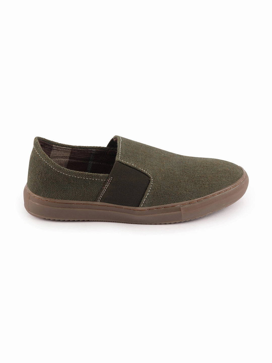 Men Olive Colorblocked Classic Jute/Fabric Slip On Canvas Sneaker Slip On Casual Shoes Comfortable Casual Office Shoes