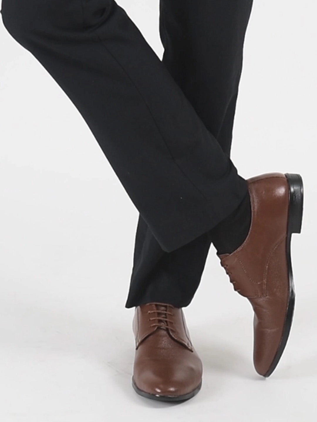 Slip Hiking Shoes Men Tan Formal Office Textured Design Stitched Genuine Leather Lace Up Shoes