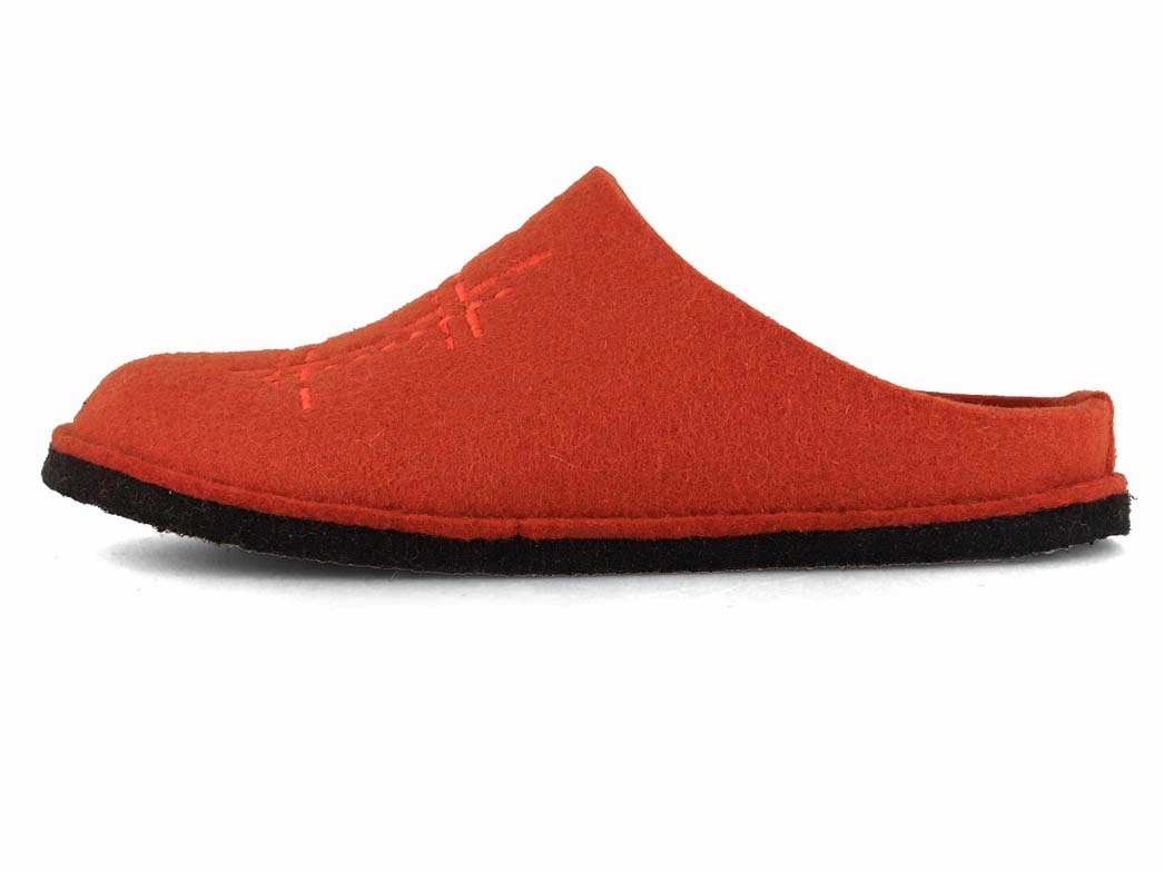 Slides On Feet HAFLINGER Women Felt Slippers 'Flair Crossroad', fox