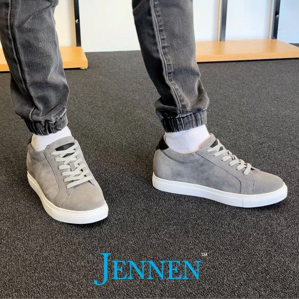 New Sneakers Out Mr. Banksy Grey 7cm | 2.8 inches Taller Suede Sneakers with Lifts for Men