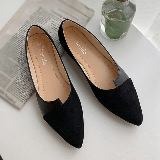 shoes woman Summer New Fashion Women Splice Color Flats Fashion Pointed Toe Ballerina Ballet Flat Slip On casual shoes Tasman Slippers Journeys Kidz