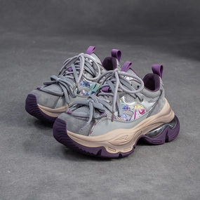 Women's Fashion Color-Blocked Breathable Platform Sneakers Roller Skate Sneakers