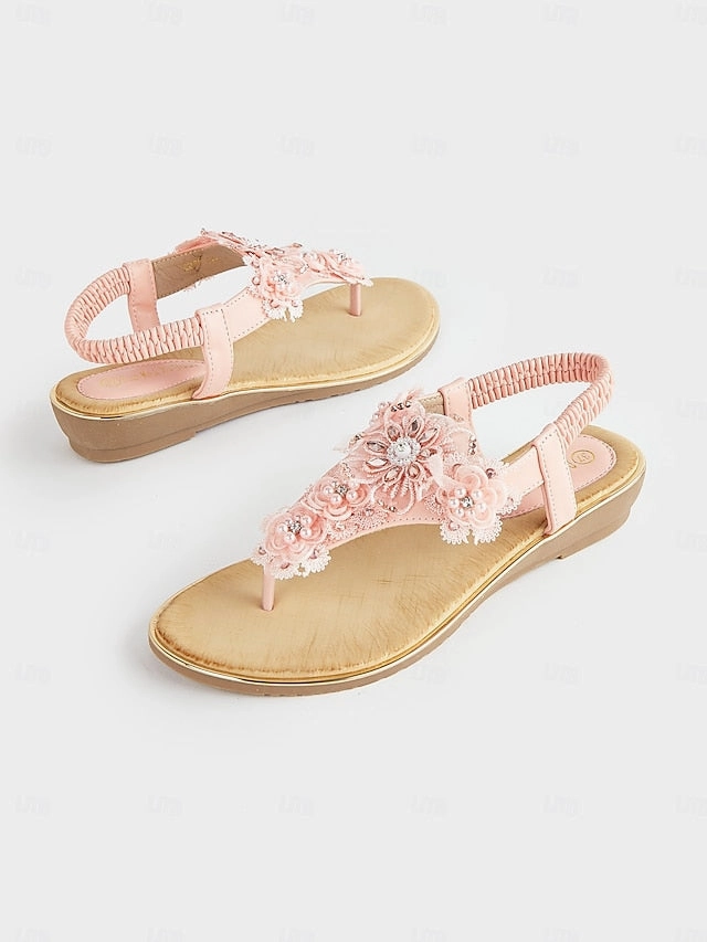 T-Strap Embellished Floral Lace Pink  Sandals Women's Sandals In Clarks