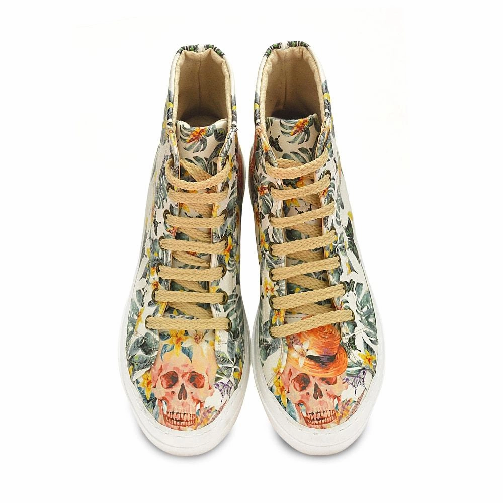 Cool Rain Boots Skull and Flowers Sneaker Boots WCV2031