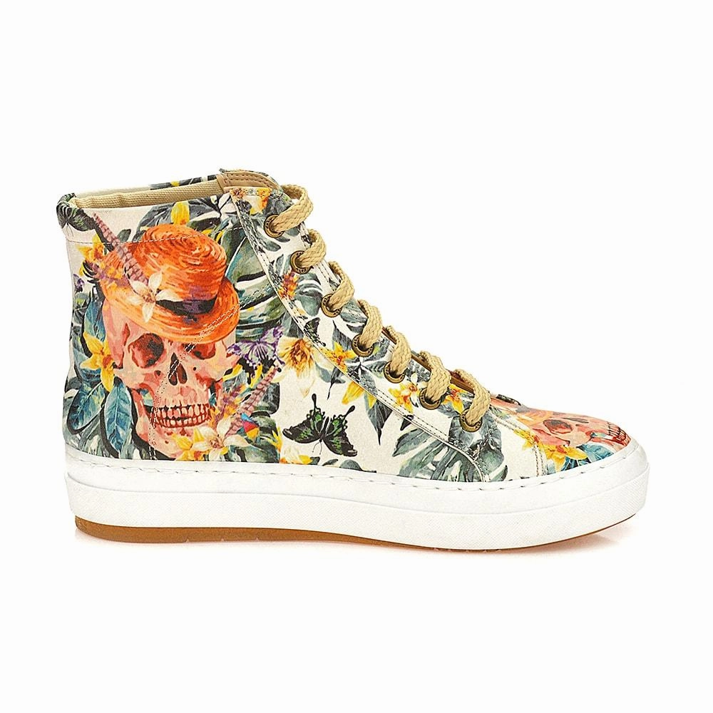 Skull and Flowers Sneaker Boots WCV2031 Knee-high Winter Boots