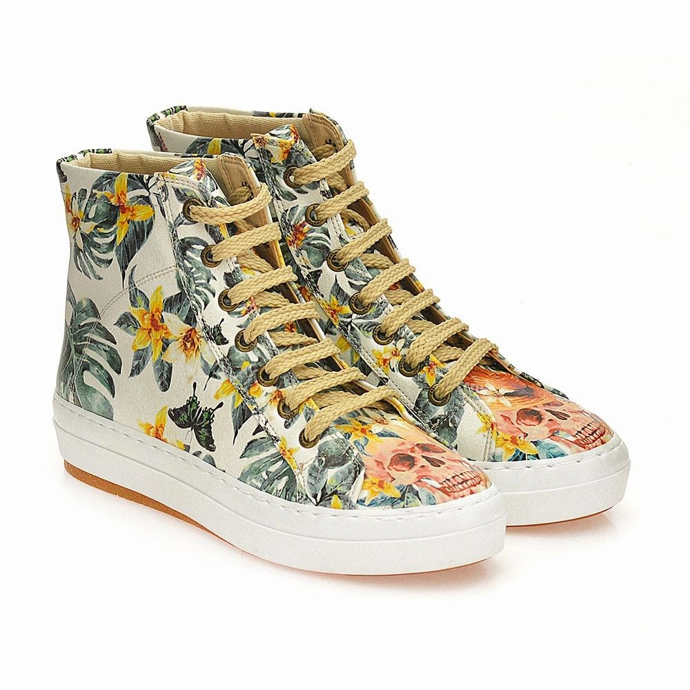 Skull and Flowers Sneaker Boots WCV2031 Zara Cowboy Boots