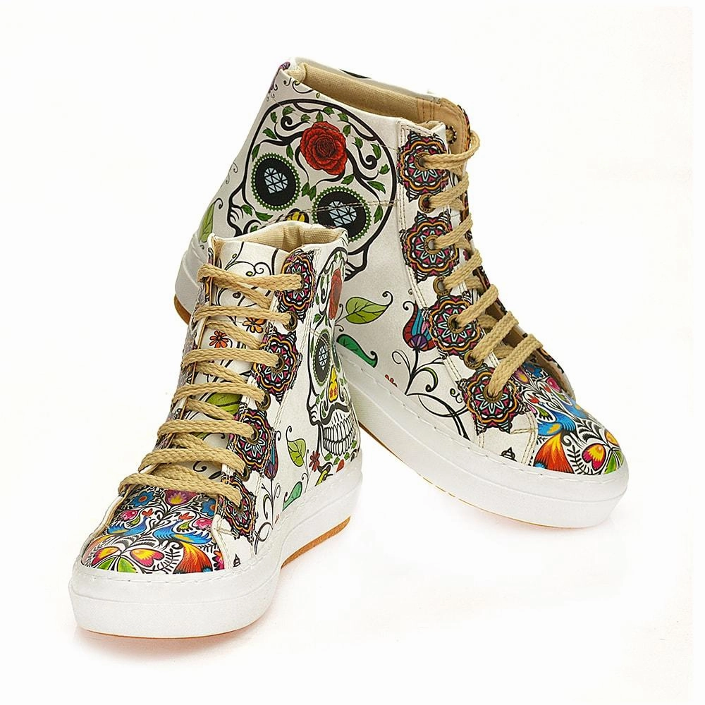 Skull and Mandala Sneaker Boots WCV2032 No Heel Cowboy Boots