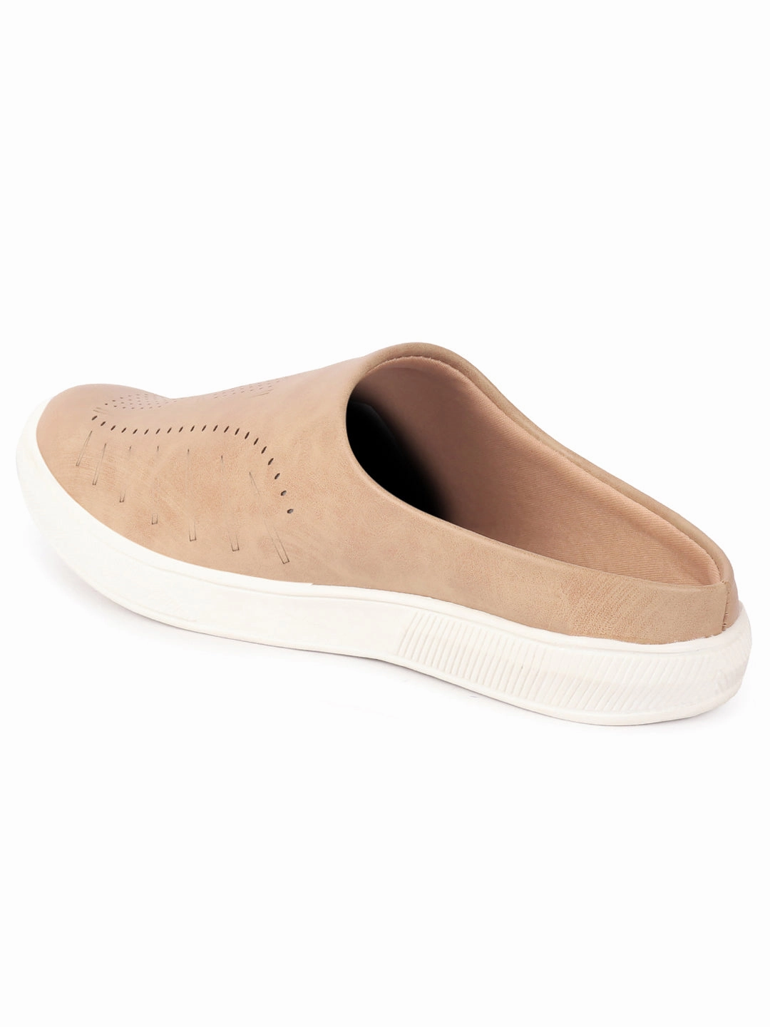 Work Casual Shoe Men Chikku Back Open Stylish Design Slip On Shoes