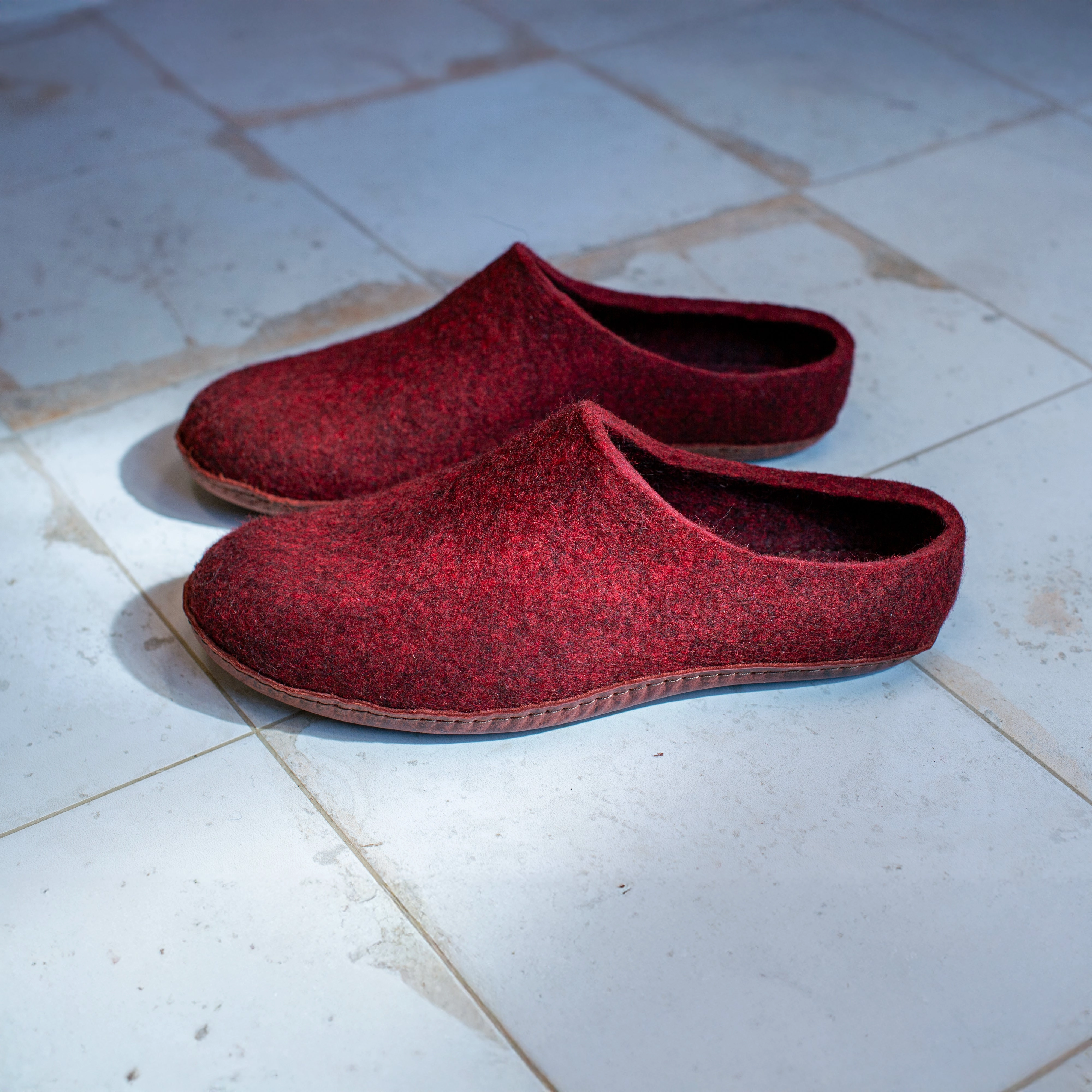 Shearling Slides Slip-On Slippers SEMI-V Red