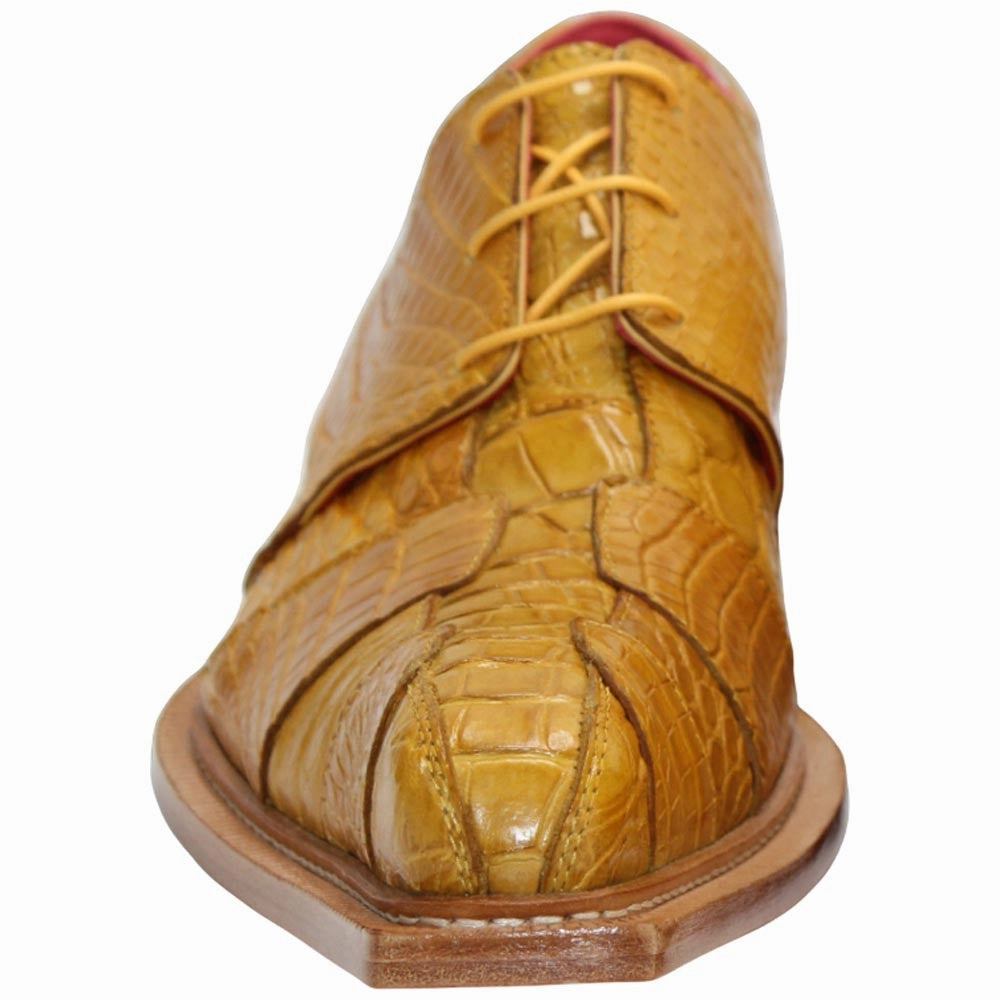 Genuine Alligator & Lizard Skin KINGSTON Yellow Trendy Derby Shoes by Fennix of Italy Tennis Shoes To Wear With Dress Pants