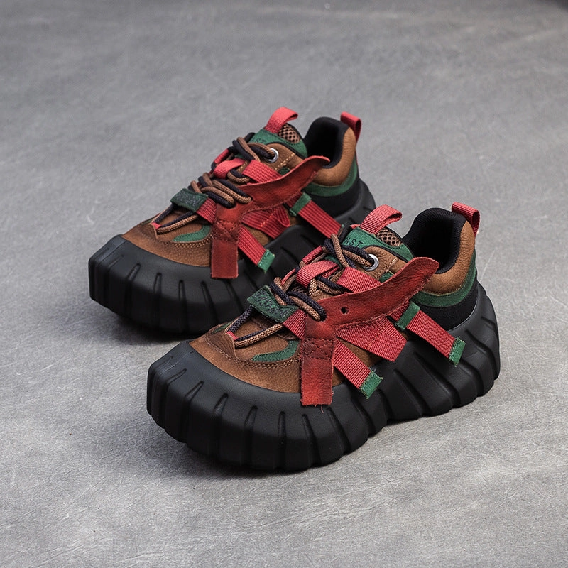 Max 90 Batman Sneakers Women Retro Patchwork Leather Chunky Platform Sneakers