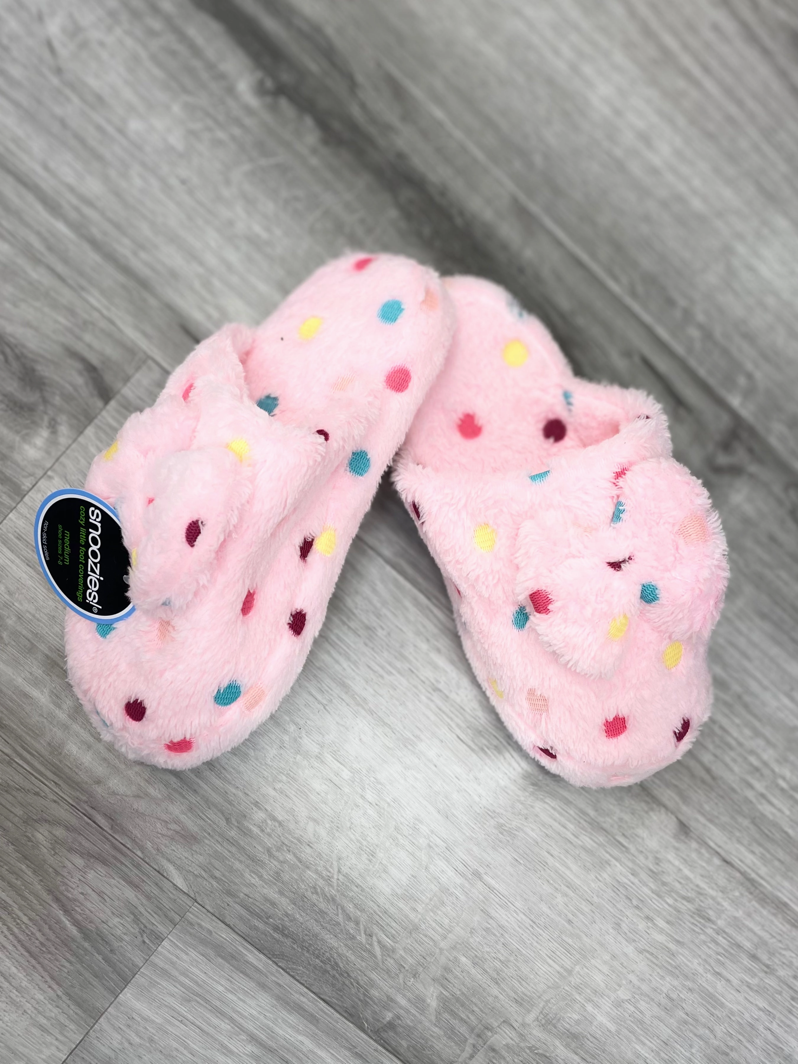 Snoozies Hello Dottie Scuff Slippers Crochet Easy Slippers