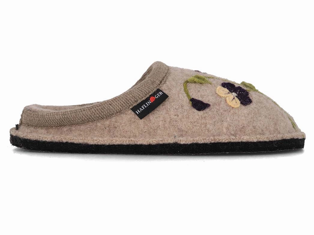HAFLINGER Women Boiled Wool Slippers 'Flair Viola', beige Sherling Slippers
