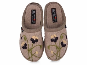 Bandana Shoes Slippers HAFLINGER Women Boiled Wool Slippers 'Flair Viola', beige