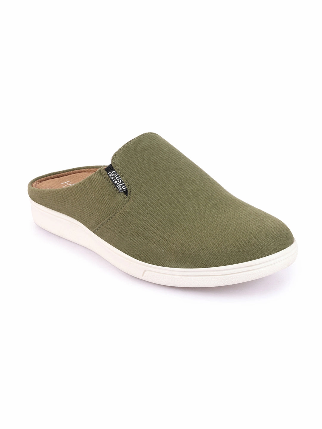 Cliffs Hiking Shoes Men Olive Green Casual Back Open Canvas Stylish Slip On Shoes