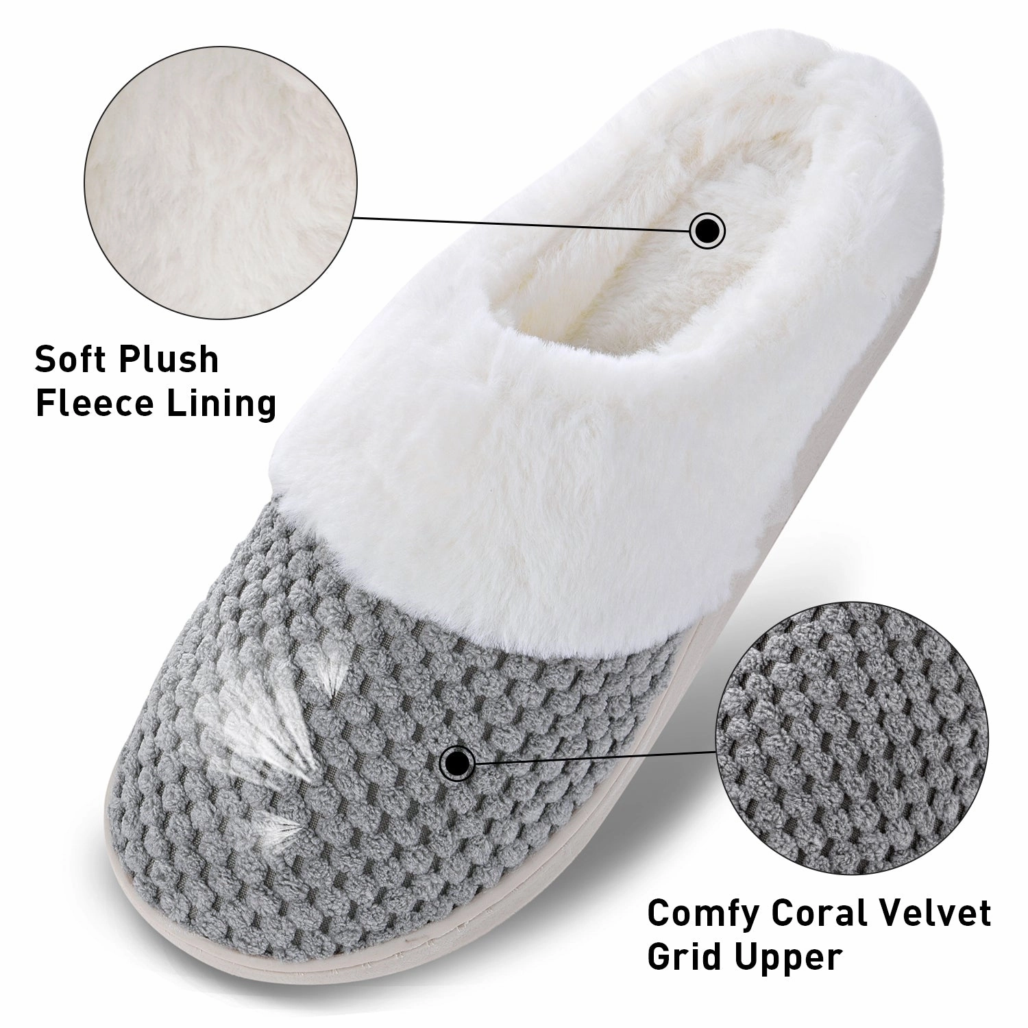 Shoes Slides VONMAY Women's Slippers House Shoes Fleece Fuzzy Plush Lining Comfort Memory Foam Slip On Clog Coral Indoor/Outdoor