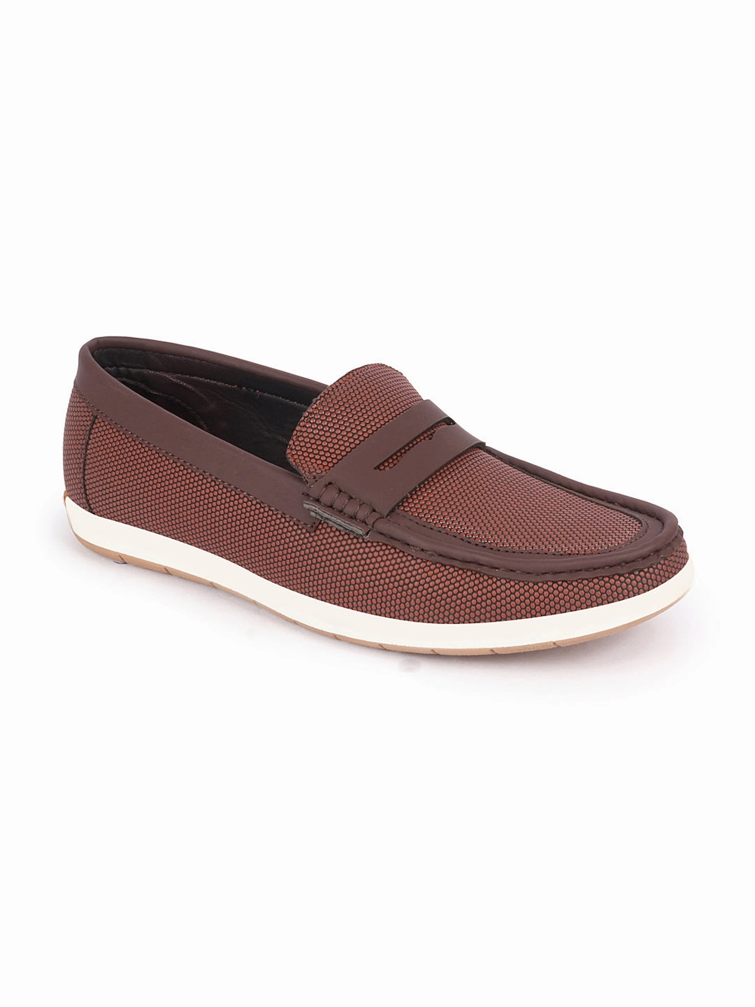 Men Brown Textured Design Casual Slip On Loafer Boat Shoes Originals Gazelle Indoor Casual Shoes