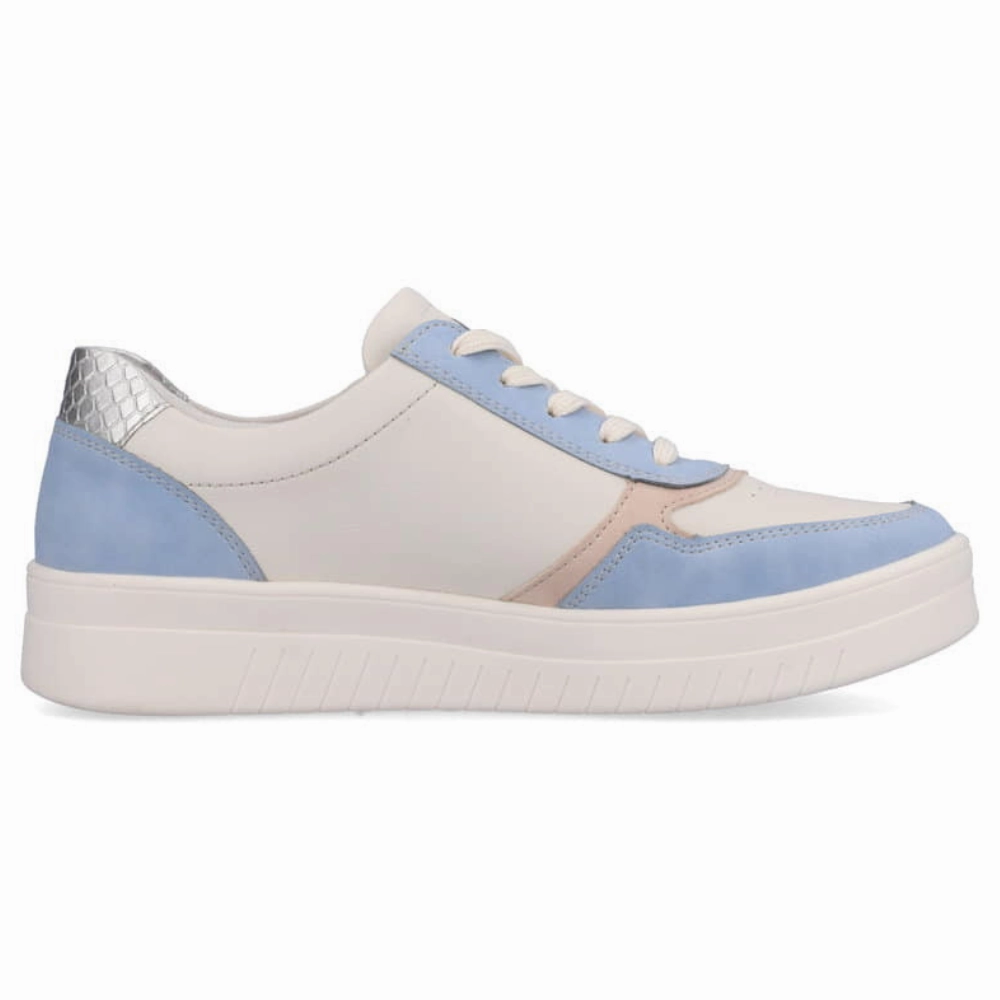 Complex Magazine Sneakers Remonte Kendra 01 Aqua/Off White Leather Sneaker (Women's)