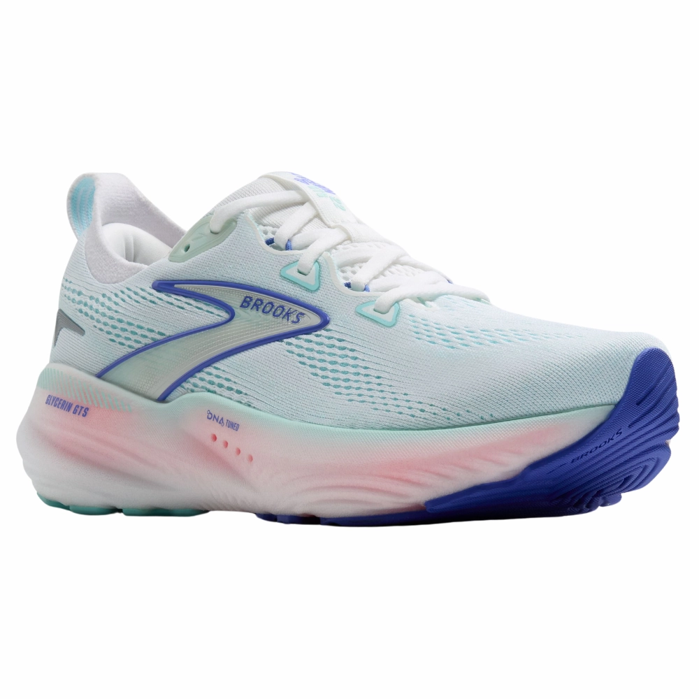 Running Shoes Coupon Code Brooks Glycerin GTS 22 White/Limpet Shell/Amparo Blue Running Shoe (Women's)