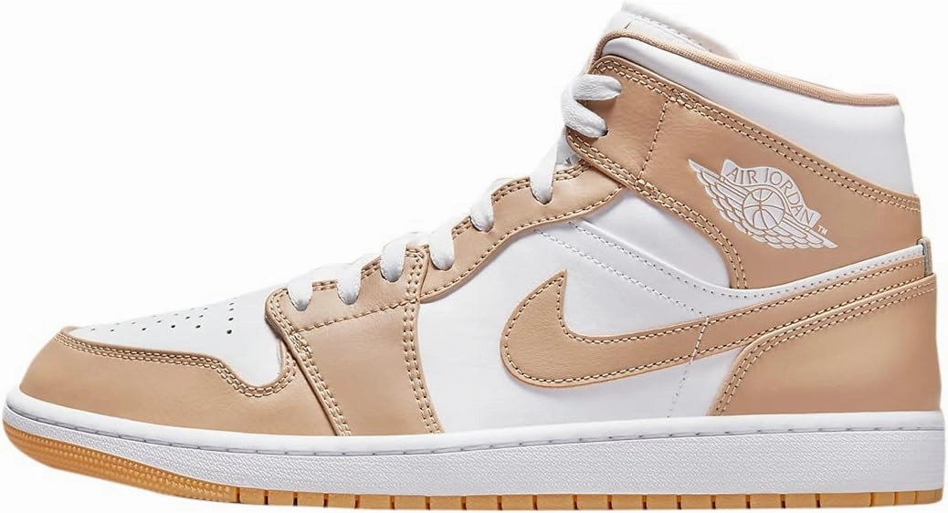 Nike Men's Jordan 1 Mid Hemp/White-Gum Yellow, Hemp/White/Gum Yellow, 8 Early Nike Shoes