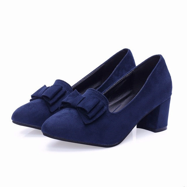Square Bow Heels Soft Bottom Dress Shoes
