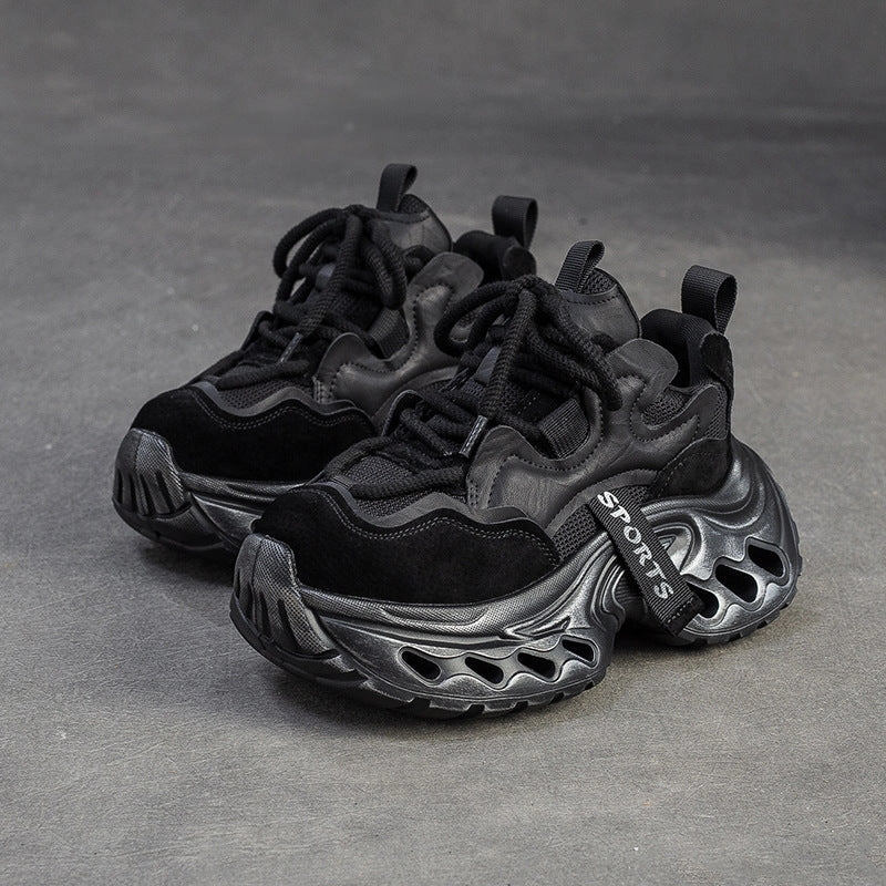 Spring Court Sneakers Women's Vintage Leather Chunky Platform Sneakers