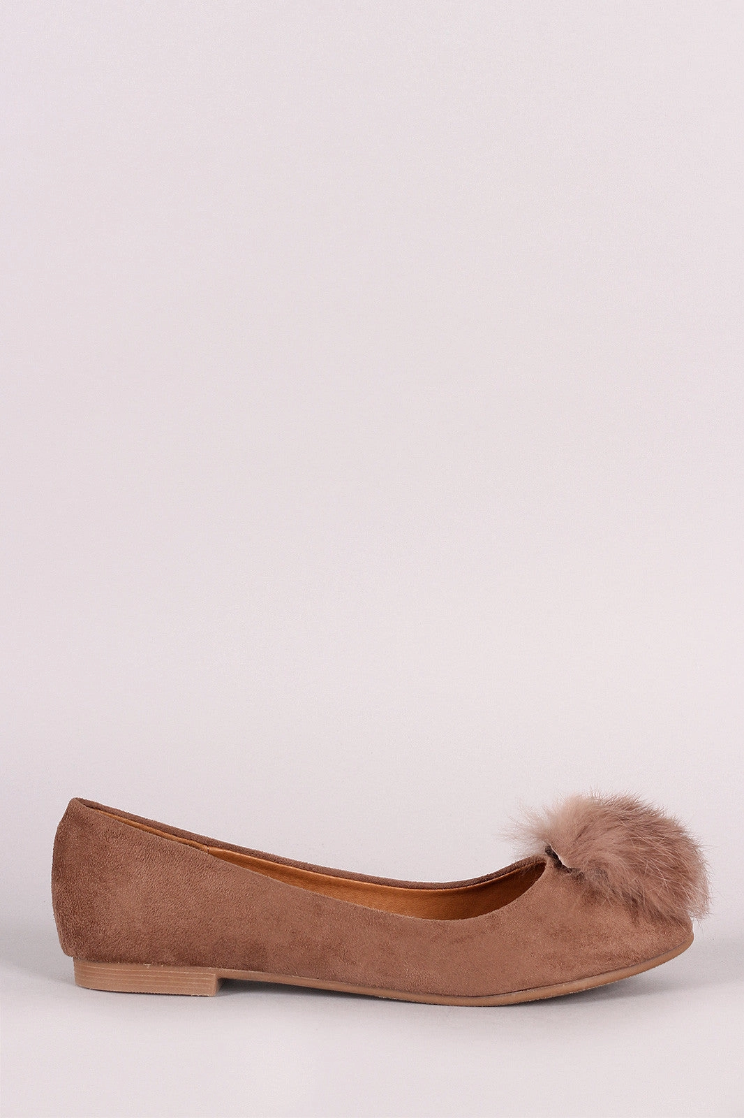 Vegan Suede Furry Pom Pom Ballet Flat Heel Pain When Wearing